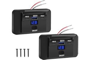 Linkstyle Car Charger Panel, Dual 36W PD3.0 USB C & 18W QC USB A Ports, Car Charging Outlet Panel with Button Switch & LED Vo