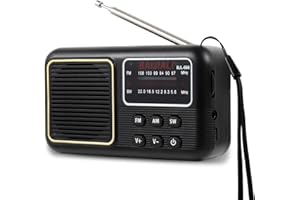BAIJIALI Retro Portable Radio AM FM, Portable Shortwave Radios, Transistorized AM FM Radio Portable with Loud Speaker, 2AA Batteries/DC 5V, Earphone Jack, Small Gifts for Seniors Elderly (Black)