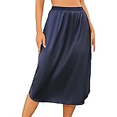 Vlazom Women's Satin Half Slip Under Slip Long Underskirt Half Slips for Under Dresses Slip Side Slit Size S-XXL