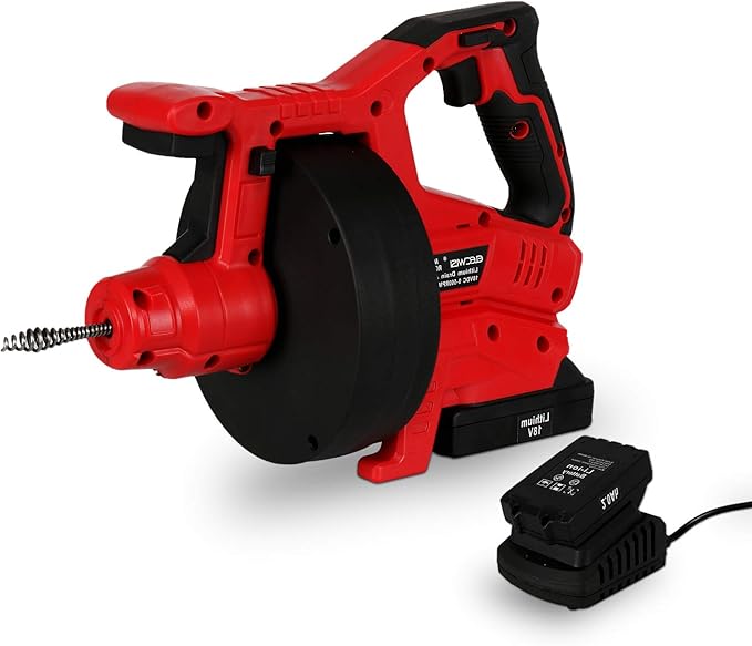 Fullwatt 27Ft Drain Auger Automatic Cordless Drain Snake with LED Light