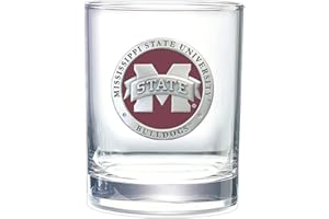 Heritage Pewter Mississippi State University Bulldogs Double Old Fashion | Double Rocks Glass 14 OZ for Liquor | Expertly Crafted Pewter Glass