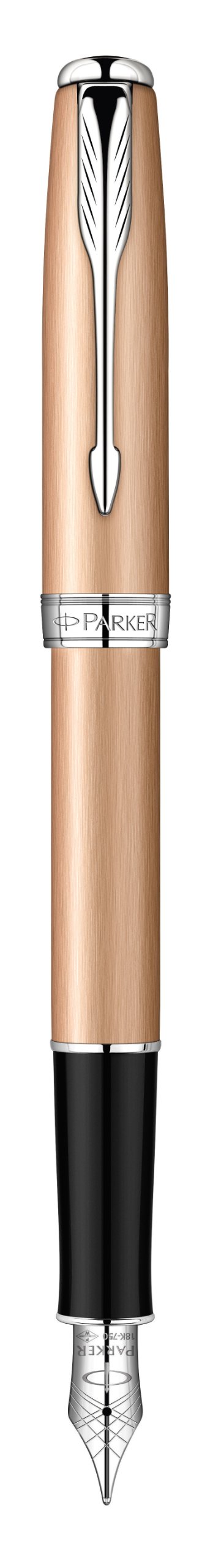 Parker Sonnet Pink Gold Chrome Trim Fine Nib Fountain Pen - Gift Boxed