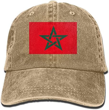 Morocco Flag Denim Hat Adjustable Plain Cap Baseball Caps