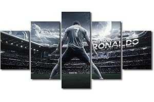 TUMOVO Canvas Wall Art Football Stadium Inspirational Poster Cristiano Ronaldo Picture Prints Artwork for Boys Gift Bedroom Living Room Office Decor Wall Poste New Year Gift Framed Ready to Hang 60x32 in