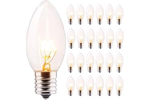 GOOTHY 25 Pack C9 Clear Christmas Replacement Light Bulbs, C9 Incandescent Replacement Bulbs for Outdoor Christmas String Lights, E17 Intermediate Base, 120V 7W Bulb, Warm White Night Light Bulbs