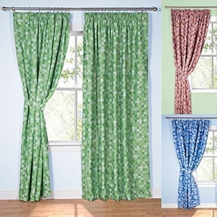 John Aird Pixel Light Reducing Curtains Green 168 X 183cm 66 X