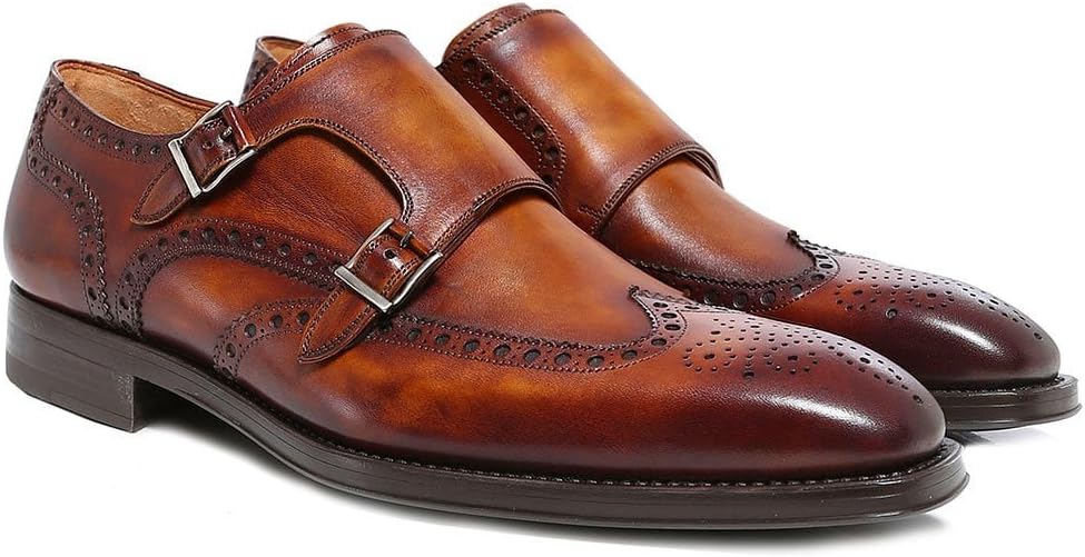 Magnanni Men's Dublin Double Monk Strap Shoes Brown