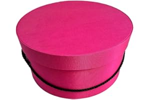 Sarah's Hat Boxes Classic Cerise Hat Box – 16.75" x 8.5" (Dia. x Ht.) Handmade in USA – Odorless Non-Toxic Adhesive, Cording Handle – Premium Storage for Hats & Accessories
