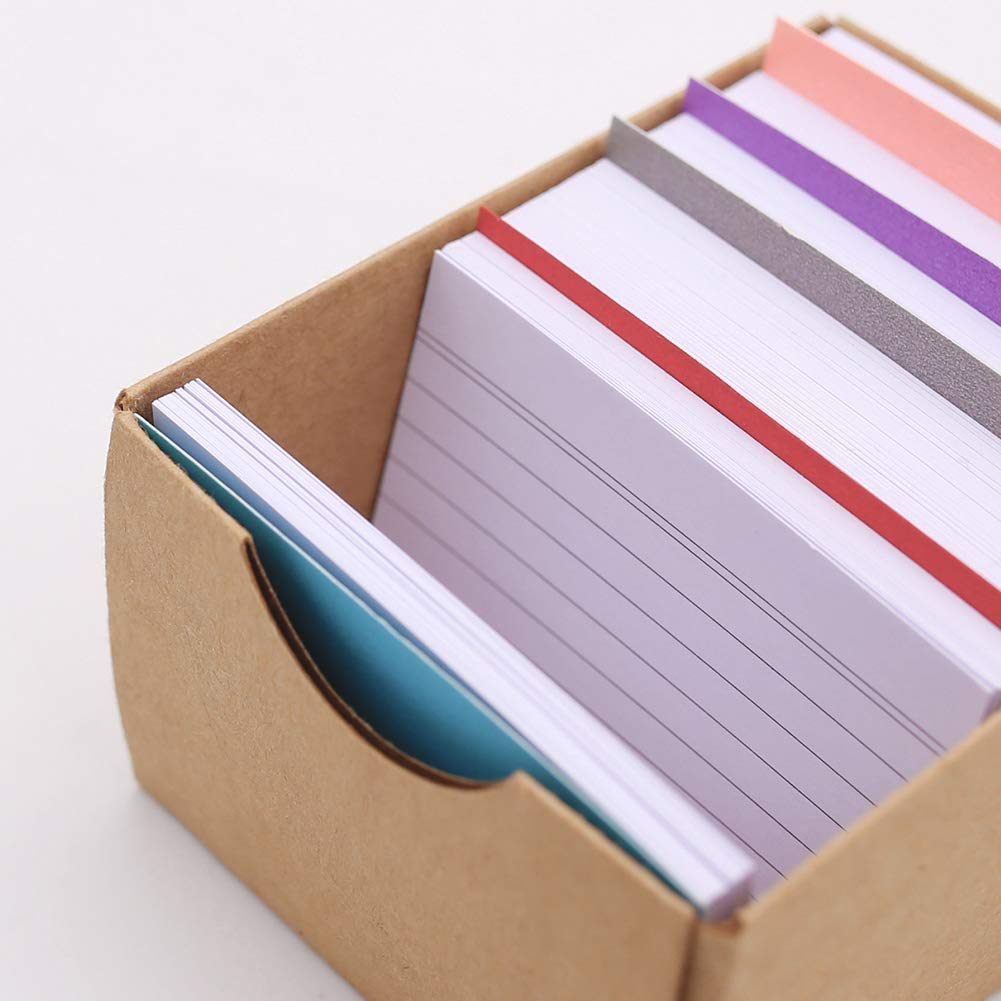 Koogel Karteikarten, 500 Blatt Lernkarten A8 weiß liniert Lernkartei Mini Kraftpapier Karten für Vokabel Lernen