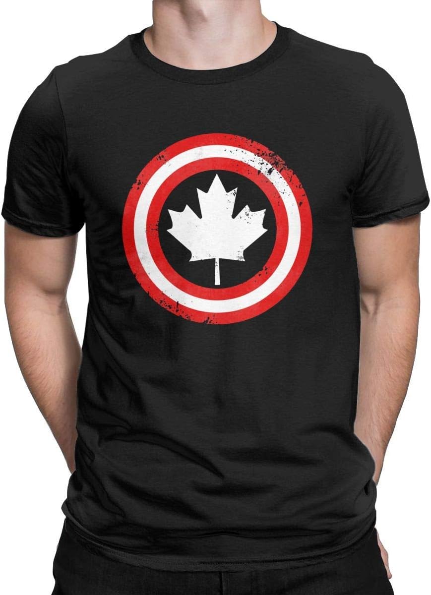 Captain Canada White Maple Leaf Cool Graphic T-Shirt Superhero Canadian Tees Tops for Men