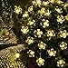 LE 23ft Christmas Solar String Lights, 50 LEDs, Waterproof, Cherry Blossom Lights, Light Sensor, Outdoor Wedding Party Patio Garden Holiday Festival Celebration Thanksgiving Decoration, Warm White