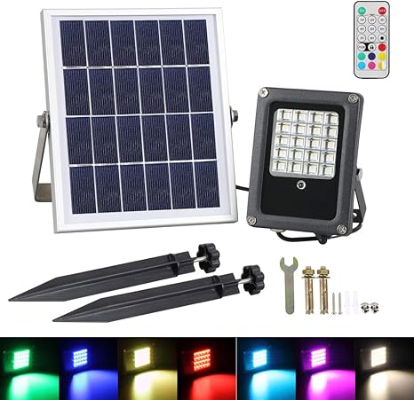 Solar Strahler Mit Fernbedienung T Sun 20 Led Solar Garten Flutlicht Mit Ip65 Wasserdicht Farbwechsel Auto On Off Aussen Sicherheitslicht Solarleuchten Fur Garten Garage Patio Terrasse Amazon De Beleuchtung
