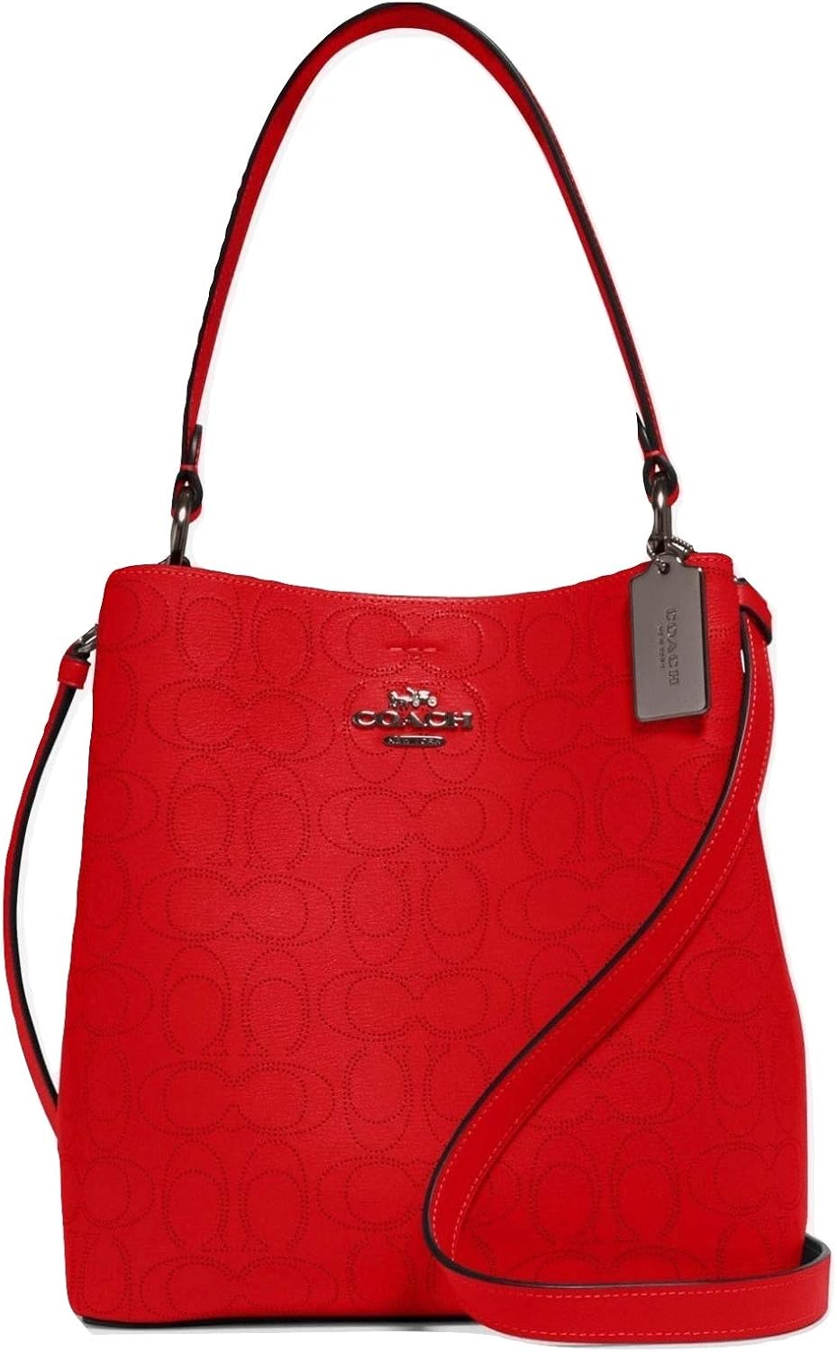 Coach Town Bucket Bag In Signature Leather Miami Red Black: Handbags: Amazon.com