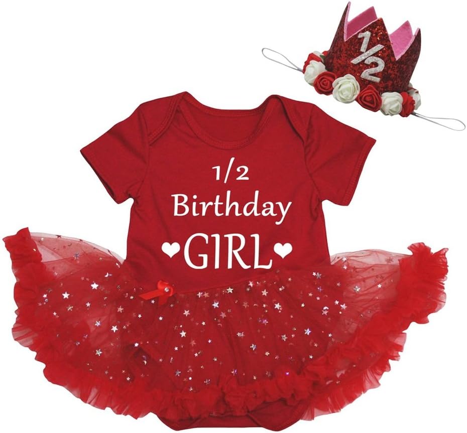 Petitebelle 1/2 Birthday Girl Bodysuit Tutu Baby Dress Nb-18m