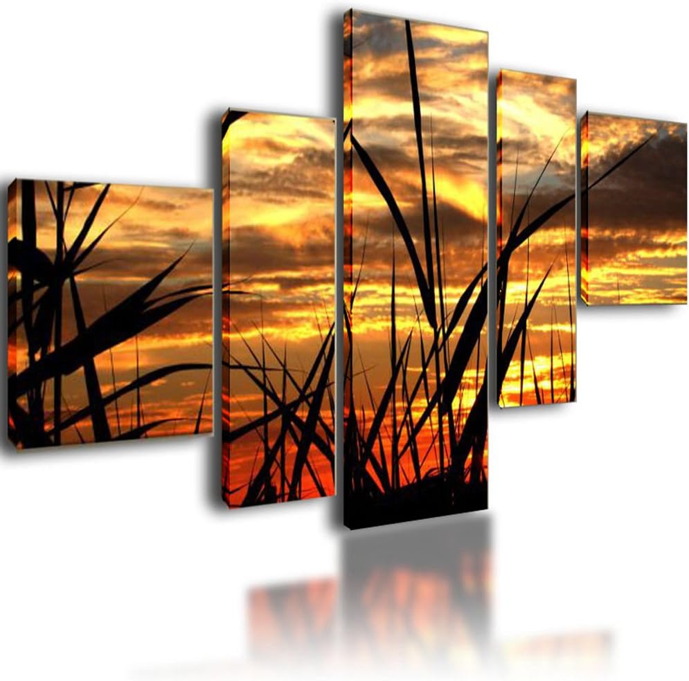 Extra Large Canvas Prints Wall Art Picture Image Photo Framed Painting Multi Panel Artwork Living Room Sunset Over A Field 130cm x 70cm 1090