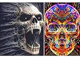 2 Sets 5D Full Drill Diamond Painting Kits for Adults Kids Colored Skull Head DIY Art Supplies Paint Diamonds dotz for Office Home Wall Decor