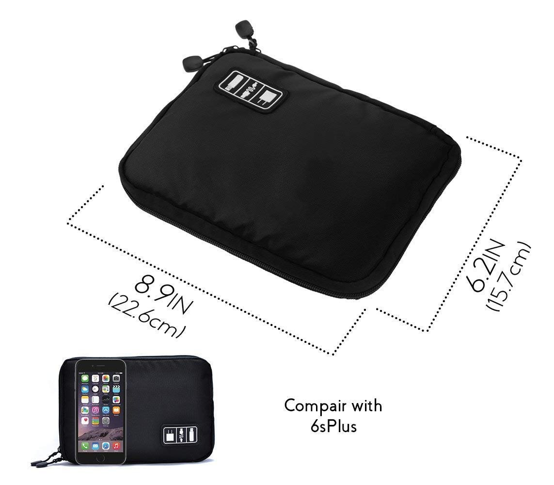 Ciaoed Elektronische Tasche Kabeltasche Zubehör Reisetasche Kabel Organizer Tasche für Elektronisches Zubehör Wie Festplatte Und Handy USB Cable Power Banks Festplatte Schwarz