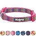 Blueberry Pet 9 Patterns Magic Rainbow Color Reflective Polka Dot Holo Dog Collar in Passion Pink, Large, Neck 18