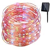 GDEALER Solar Copper String Lights 150LED 49ft Waterproof Starry Copper Wire Lights Ambiance Lighting for Outdoor Landscape Patio Garden Home Christmas Party Wedding Multi Color (1)