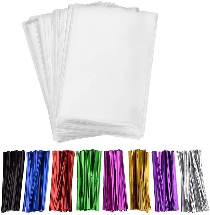 200 Pcs 10 in x 5.5 in Clear Flat Cello Cellophane Treat Bags(1.4mil) Good for Bakery, Cookies, Candies,Dessert.
