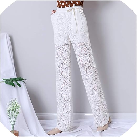 plus size white lace pants
