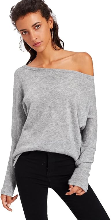 off shoulder grey sweatshirt
