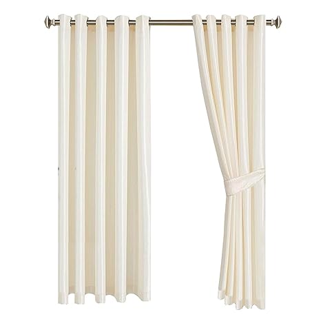 Pair Of Fully Lined Dynamic Cream Faux Silk Eyelet Ringtop