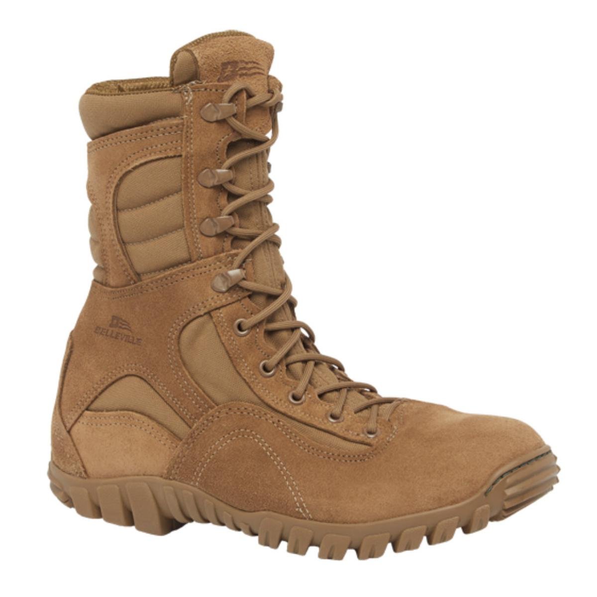 Belleville Sabre 533 8 Inch Hot Weather Hybrid Combat Boots for Men - US Navy Army/Air Force AR 670-1/AFI 36-2903 Coyote Brown Leather with Vibram Ibex Outsole; Berry Compliant