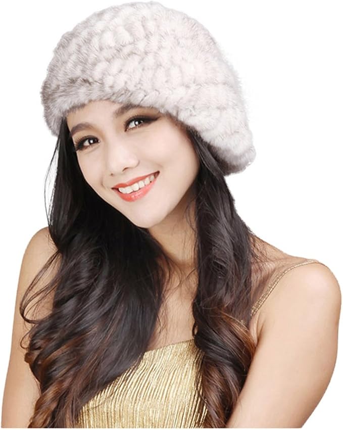 Amazon ベレー帽 毛皮帽子レディース ファーニット帽 リアルミンクファーハット Fur Story 日光色 並行輸入品 ハット 通販