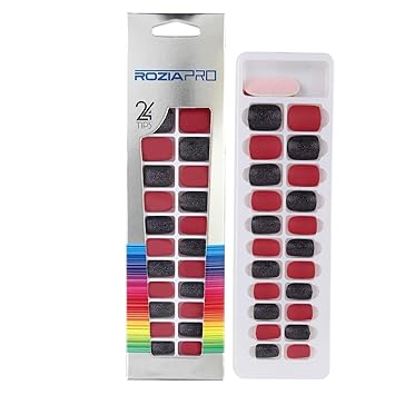 Rozia Nail Tips Design 24 Pieces Full Cover Fake Nail Tips Short False Nails with Designs for Women