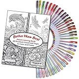 Bundle of Better Than Best Giant 60 Page Adult Coloring Book and Glorious! 36 Color Gel Pen Set
