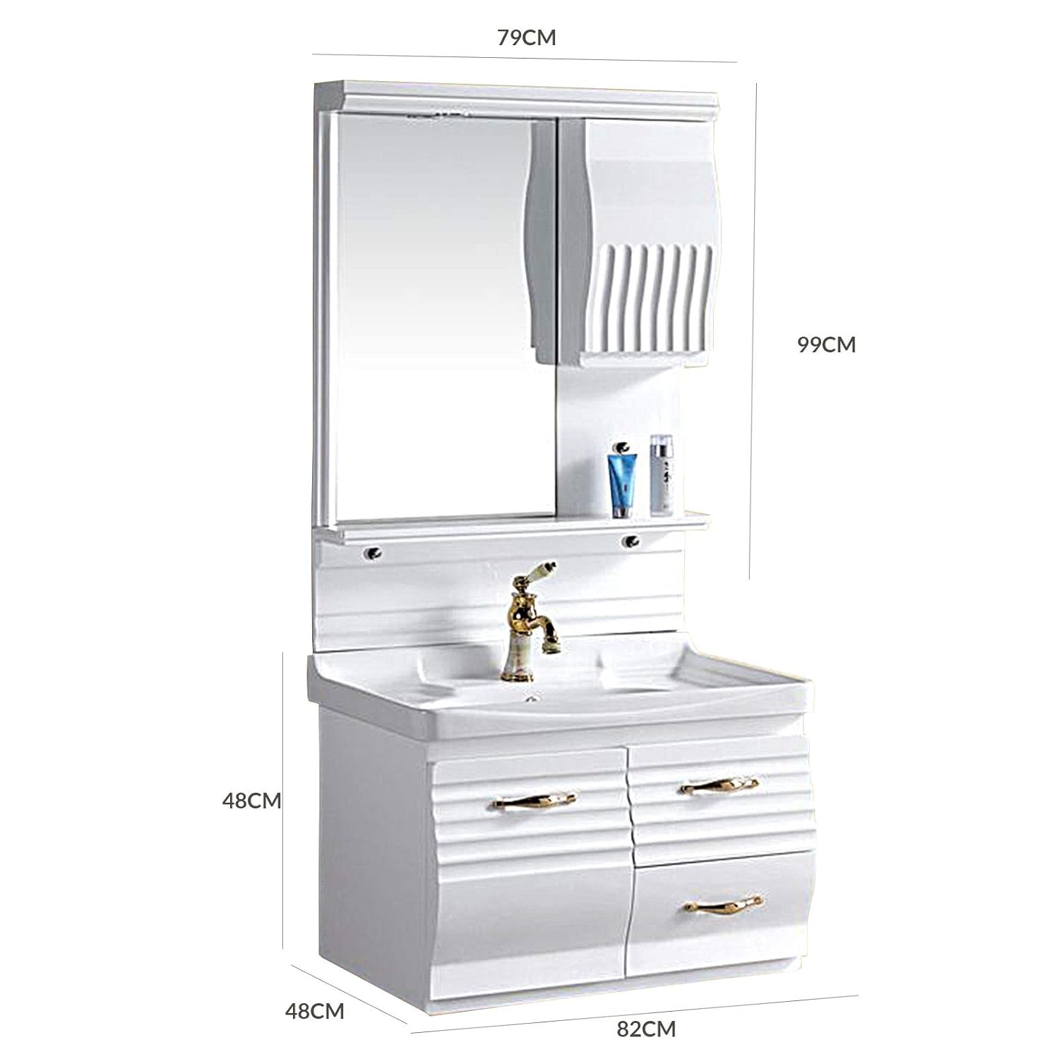 Brizzio 1932 Designer White Bathroom Cabinet With Wash Basin And