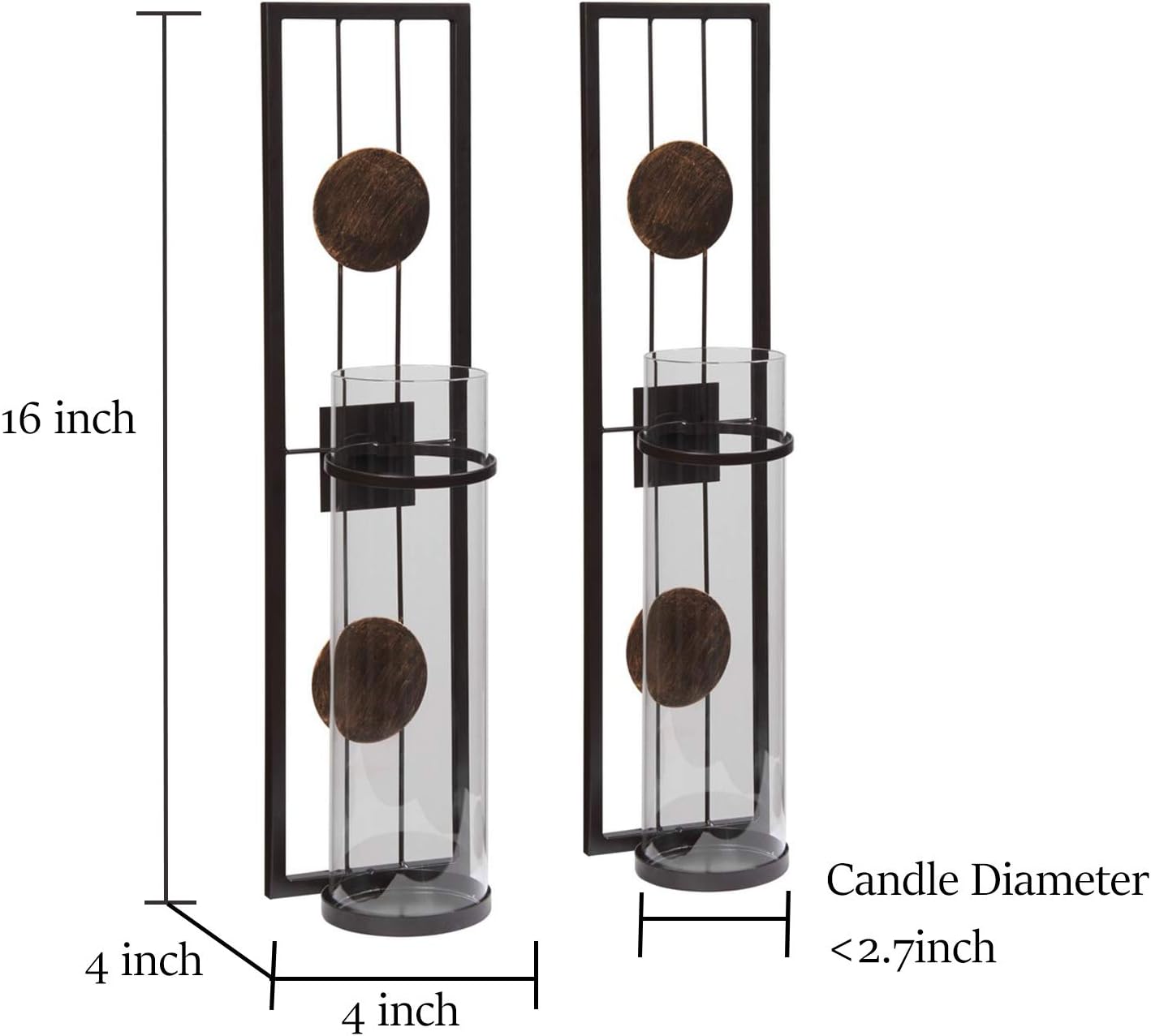 ALLADINBOX Wall Sconces Candle Holder Classic Metal Acrylic Wall Decorations for Living Room, Bathroom, Dining Room, Set of 2: Kitchen & Dining