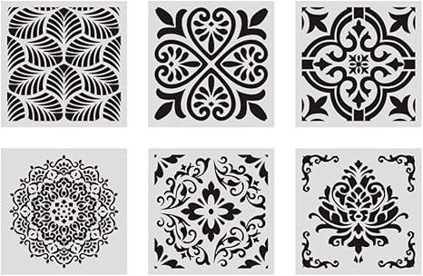 Amazon Rolin Roly 花柄 曼荼羅 製図用 30x30cm テンプレート Diyスクラップ ステンシルシート絵画ホワイト 6 Pcs 曼荼羅10 テンプレート 通販