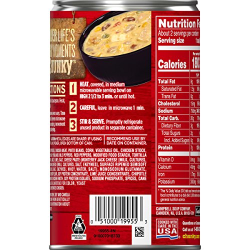 Campbell's Chunky Chipotle Chicken & Corn Chowder, 18.8 oz. Can (Pack of 12)
