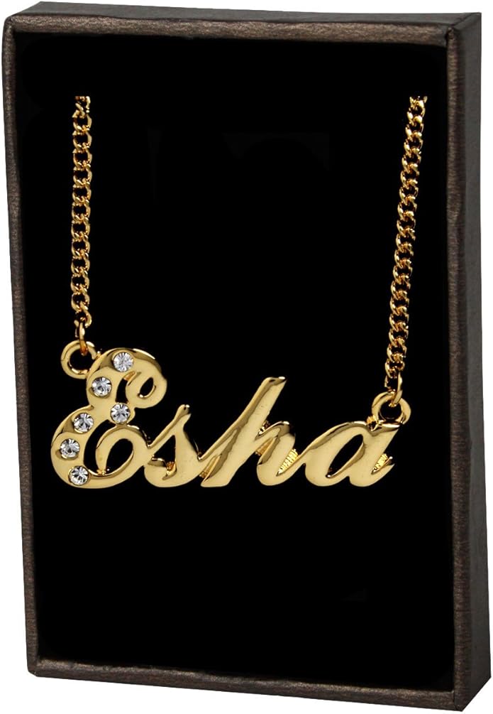 Indian Name Necklace Esha Gold Plated 18ct Personalised Necklace. 16
