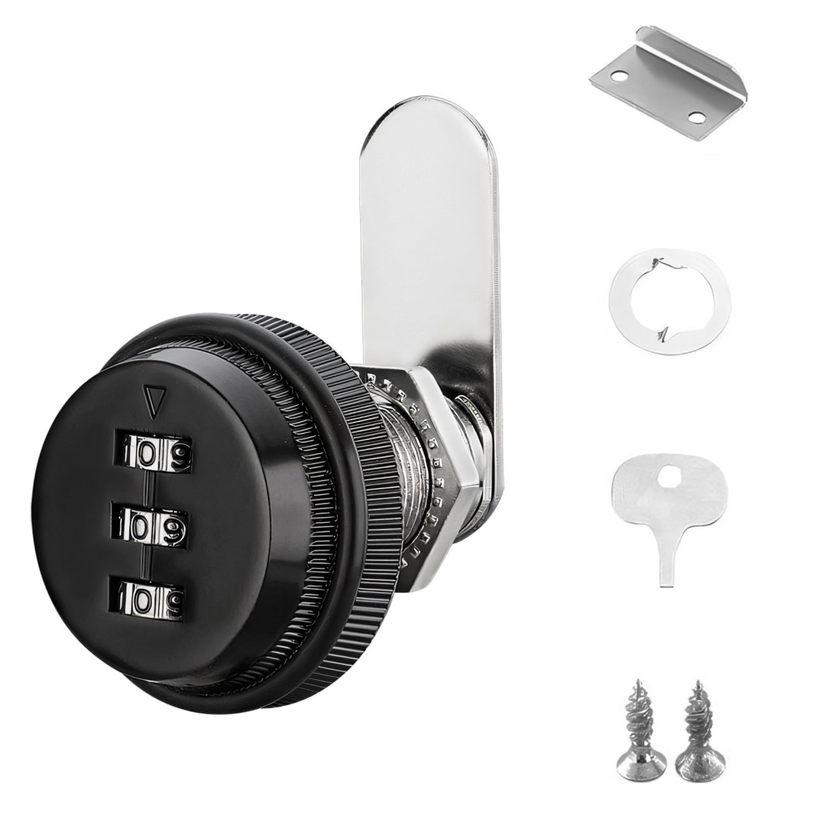 Cam Lock, 25mm Black Cupboard Locks, Combination Lock, Cabinet Lock for Security of Box Cabinet Drawer Mailbox Door Furniture Locker Locks