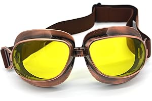 evomosa Motorcycle Goggles Vintage Pilot Goggles Retro Motocross Goggle Outdoor Eyewear Sports Glasses for Half Helmet