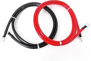 KEDAKEJI 2 AWG Battery Cable 2 Gauge Pure Copper Battery Inverter Cables with 3/8 in Lugs Both Ends Power Inverter Wire Set for Automotive Solar Power Inverter Marine Boat RV Car Motorcycle (3FT)