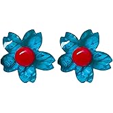 Funny Floral Stud Earrings for Women Resin Cute Boho Matte Flower Statement Earrins for Parties, Dates, or Street-Style Fashion