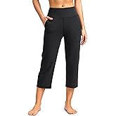 SANTINY Capri Pants for Women High Waisted Workout Yoga Capris Leggings Straight Leg Athletic Cropped Pants with Pockets
