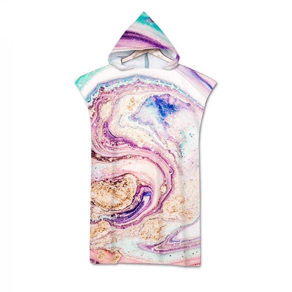 Surwin Hooded Changing Robe Adult Surf Poncho Towel, Beach Towel Surfing Swimming Robe Light Weight Compact Microfibre Changing Wetsuit for Women and Men (70 * 110cm,Purple galaxy)