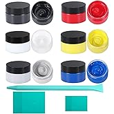BOOLOOEN 6-Color Chalk Paste Paint Kit with 3 Mini Silicone Squeegees | Stencil Paint & Silk Screen Paint Set | Chalk Finish DIY Craft Paint for Wood, Fabric, Furniture & Home Decor