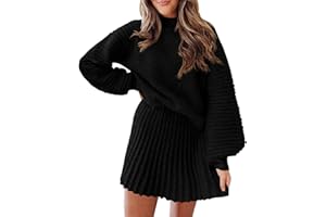 Zwurew Womens 2 Piece Skirt Sets 2025 Mock Neck Ribbed Sweaters and Mini Skirt Fall Winter Two Piece Outfits