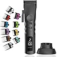 Supreme Trimmer 2Spee Cordless Hair Clipper w/Removable Blade| 210-Min Runtime, Digital Display, 2 Adjustable Speeds| Professional Barber Clipper with Colored Guide Combs | STC922