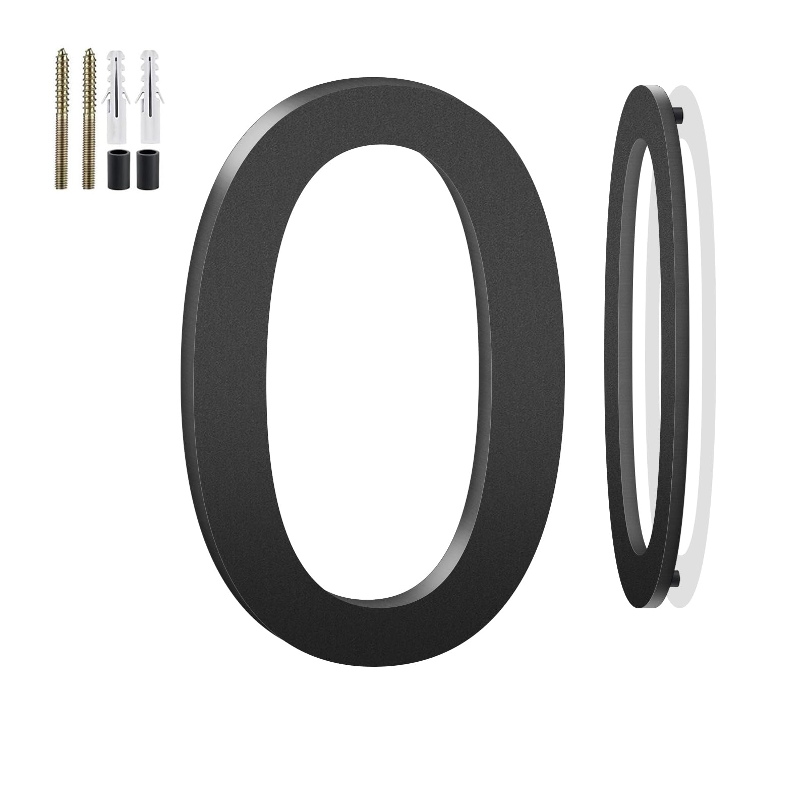Photo 1 of 4 Inch Floating House Numbers and Metal Letters for Outdoor Signs, House Numbers for Outside, Aluminum Address Letters and Numbers for Door, Mailbox, Garden, Perfect for Home or Office (Number 0)