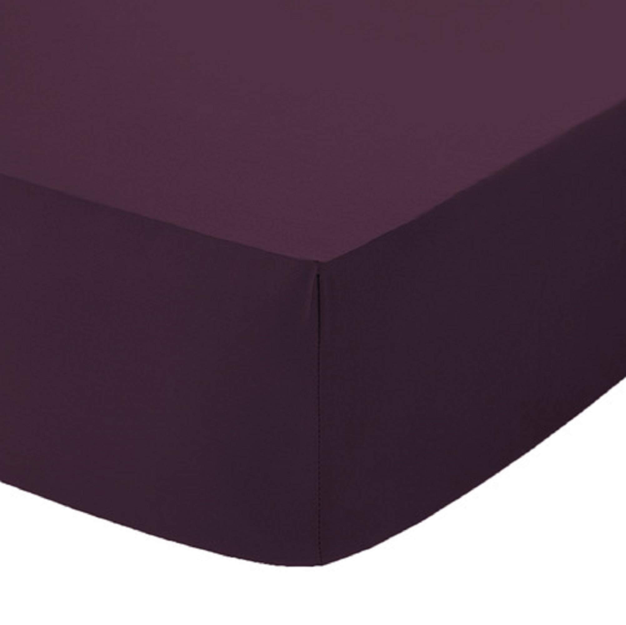 Comfy Nights Extra Deep 40Cm PolyCotton Easy Care Pecale Fitted Sheet Or Pillow Pair, Small Double/4FT - Plum