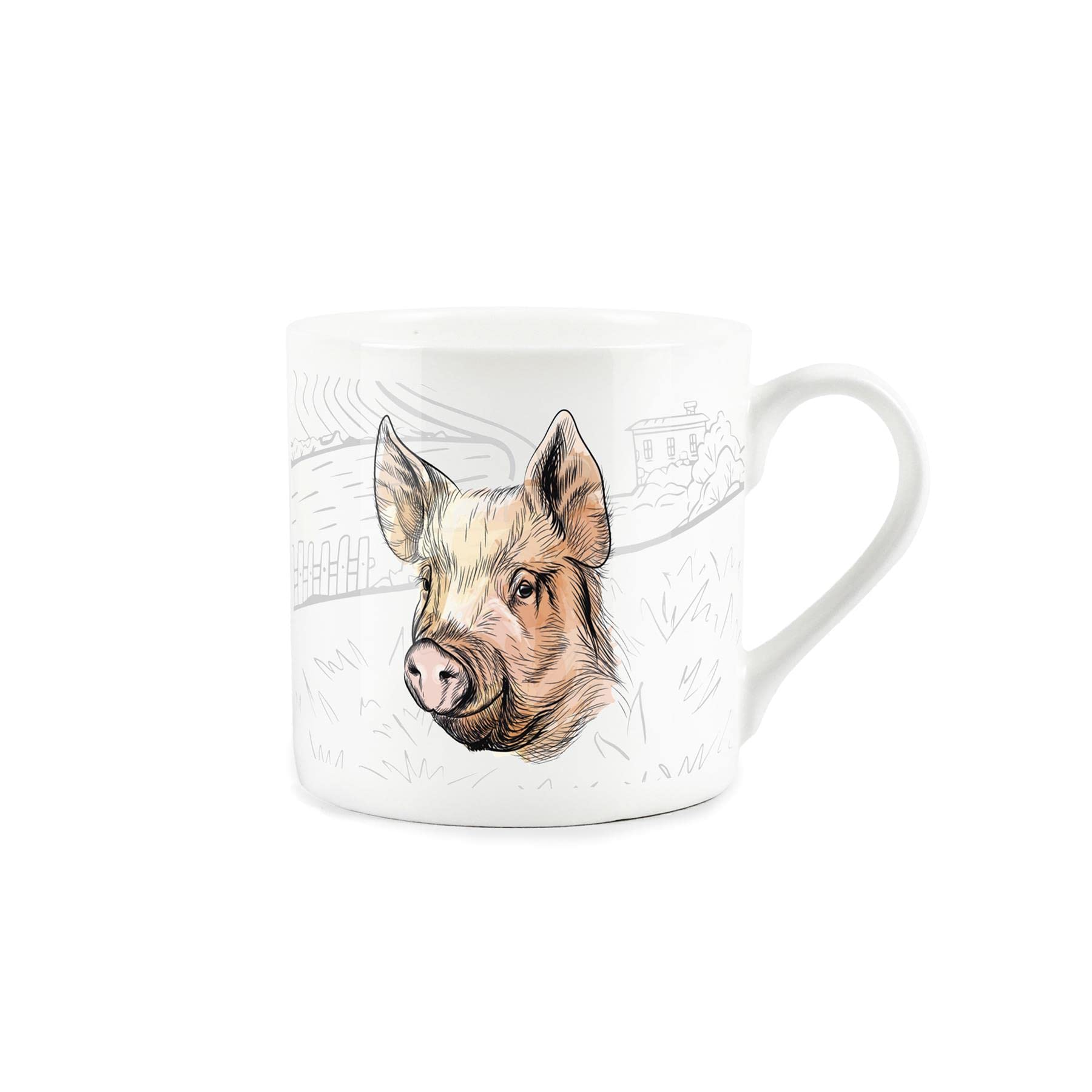 Purely Home Countryside Farmyard Pig - Fine Bone China White Mug Coffee/Tea Present Gift for Animal Lovers