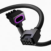 AIJS 8PIN CPU Extension Cable, ARGB PC Cable with 5V 3Pin,18AWG 90° Right-Angle Design for Cleaner PC Builds,Male-to-Female C