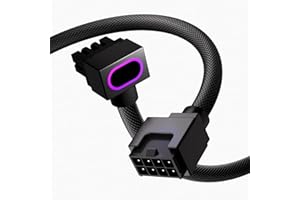 AIJS 8PIN CPU Extension Cable, ARGB PC Cable with 5V 3Pin,18AWG 90° Right-Angle Design for Cleaner PC Builds,Male-to-Female C